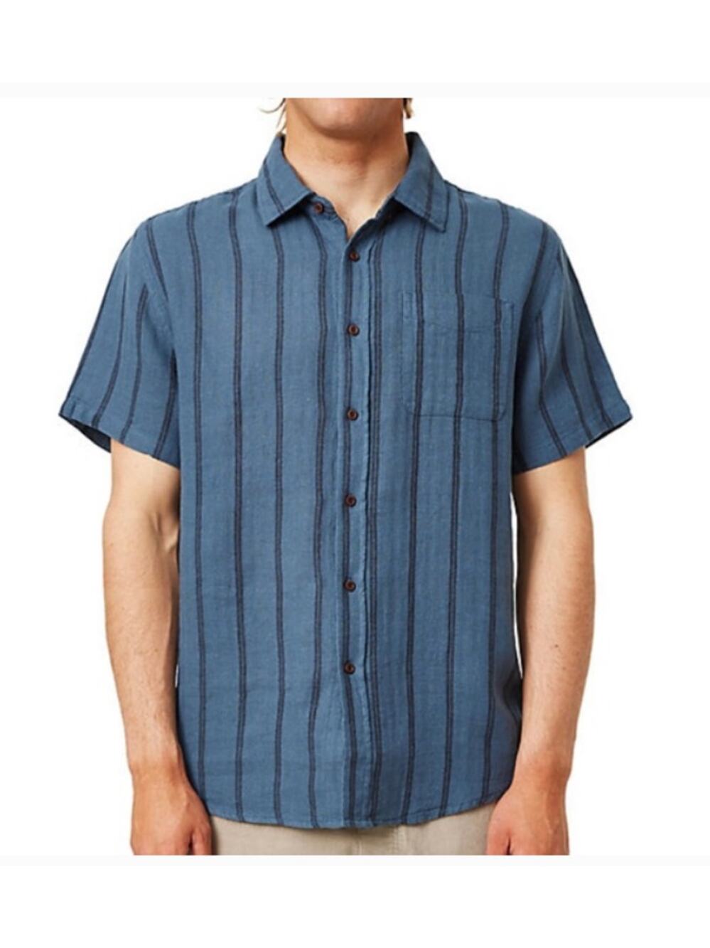 Katin Alan Shirt Mens Small Blue Button Up Linen Blend Surfer Coastal Festival